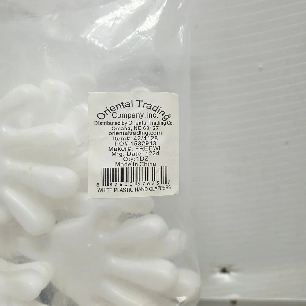 Oriental Trading White Plastic Hand Clappers 12 Count Bulk Noisemakers 42/4128